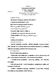 Kế hoạch bài dạy Tiếng Anh Lớp 1 - Tuần 5 - Năm học 2023-2024 - Trần Thị Hạnh