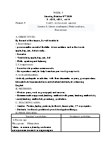 Kế hoạch bài dạy Tiếng Anh Lớp 1 - Tuần 5 - Năm học 2024-2025 - Trần Thị Hạnh