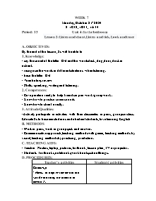 Kế hoạch bài dạy Tiếng Anh Lớp 1 - Tuần 7 - Năm học 2024-2025 - Trần Thị Hạnh