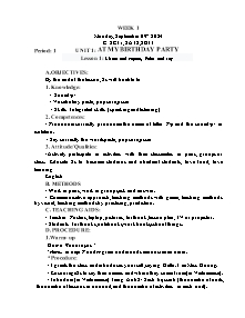 Kế hoạch bài dạy Tiếng Anh Lớp 2 - Tuần 1 - Năm học 2024-2025 - Trần Thị Hạnh
