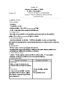 Kế hoạch bài dạy Tiếng Anh Lớp 2 - Tuần 10 - Năm học 2024-2025 - Trần Thị Hạnh