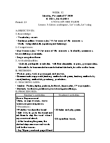 Kế hoạch bài dạy Tiếng Anh Lớp 2 - Tuần 12 - Năm học 2024-2025 - Trần Thị Hạnh