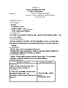 Kế hoạch bài dạy Tiếng Anh Lớp 2 - Tuần 14 - Năm học 2024-2025 - Trần Thị Hạnh