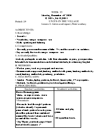 Kế hoạch bài dạy Tiếng Anh Lớp 2 - Tuần 15 - Năm học 2024-2025 - Trần Thị Hạnh