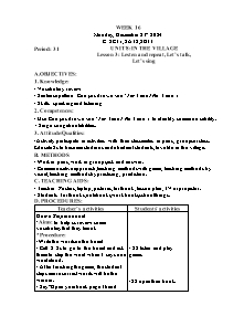 Kế hoạch bài dạy Tiếng Anh Lớp 2 - Tuần 16 - Năm học 2024-2025 - Trần Thị Hạnh