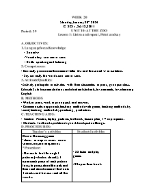 Kế hoạch bài dạy Tiếng Anh Lớp 2 - Tuần 20 - Năm học 2023-2024 - Trần Thị Hạnh