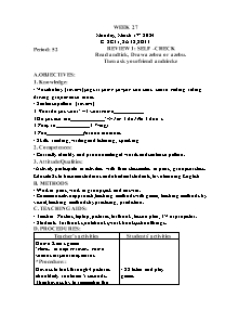 Kế hoạch bài dạy Tiếng Anh Lớp 2 - Tuần 27 - Năm học 2023-2024 - Trần Thị Hạnh