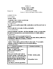 Kế hoạch bài dạy Tiếng Anh Lớp 2 - Tuần 29 - Năm học 2024-2025 - Trần Thị Hạnh