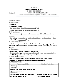 Kế hoạch bài dạy Tiếng Anh Lớp 2 - Tuần 3 - Năm học 2024-2025 - Trần Thị Hạnh