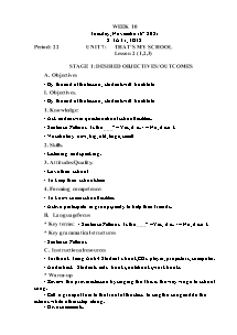 Kế hoạch bài dạy Tiếng Anh Lớp 3 - Tuần 10 - Năm học 2021-2022 - Trần Thị Hạnh