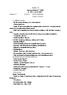 Kế hoạch bài dạy Tiếng Anh Lớp 3 - Tuần 10 - Năm học 2022-2023 - Trần Thị Hạnh