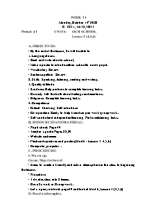 Kế hoạch bài dạy Tiếng Anh Lớp 3 - Tuần 11 - Năm học 2022-2023 - Trần Thị Hạnh