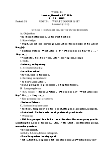 Kế hoạch bài dạy Tiếng Anh Lớp 3 - Tuần 13 - Năm học 2021-2022 - Trần Thị Hạnh