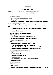Kế hoạch bài dạy Tiếng Anh Lớp 3 - Tuần 13 - Năm học 2022-2023 - Trần Thị Hạnh