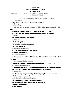 Kế hoạch bài dạy Tiếng Anh Lớp 3 - Tuần 14 - Năm học 2021-2022 - Trần Thị Hạnh