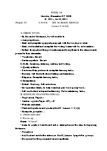 Kế hoạch bài dạy Tiếng Anh Lớp 3 - Tuần 14 - Năm học 2022-2023 - Trần Thị Hạnh