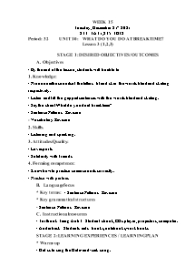 Kế hoạch bài dạy Tiếng Anh Lớp 3 - Tuần 15 - Năm học 2021-2022 - Trần Thị Hạnh