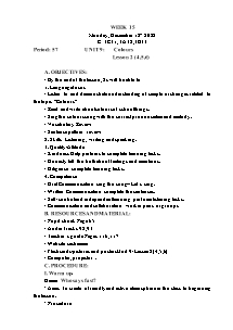 Kế hoạch bài dạy Tiếng Anh Lớp 3 - Tuần 15 - Năm học 2022-2023 - Trần Thị Hạnh