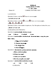 Kế hoạch bài dạy Tiếng Anh Lớp 3 - Tuần 18 - Năm học 2020-2021 - Trần Thị Hạnh