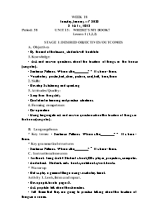 Kế hoạch bài dạy Tiếng Anh Lớp 3 - Tuần 18 - Năm học 2021-2022 - Trần Thị Hạnh