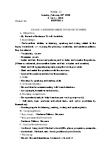 Kế hoạch bài dạy Tiếng Anh Lớp 3 - Tuần 21 - Năm học 2021-2022 - Trần Thị Hạnh