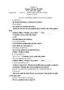 Kế hoạch bài dạy Tiếng Anh Lớp 3 - Tuần 23 - Năm học 2021-2022 - Trần Thị Hạnh