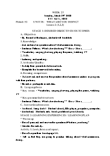 Kế hoạch bài dạy Tiếng Anh Lớp 3 - Tuần 25 - Năm học 2021-2022 - Trần Thị Hạnh