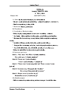 Kế hoạch bài dạy Tiếng Anh Lớp 3 - Tuần 26 - Năm học 2020-2021 - Trần Thị Hạnh