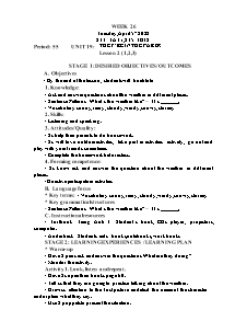 Kế hoạch bài dạy Tiếng Anh Lớp 3 - Tuần 26 - Năm học 2021-2022 - Trần Thị Hạnh