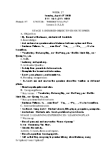 Kế hoạch bài dạy Tiếng Anh Lớp 3 - Tuần 27 - Năm học 2021-2022 - Trần Thị Hạnh