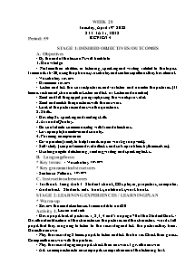 Kế hoạch bài dạy Tiếng Anh Lớp 3 - Tuần 28 - Năm học 2021-2022 - Trần Thị Hạnh