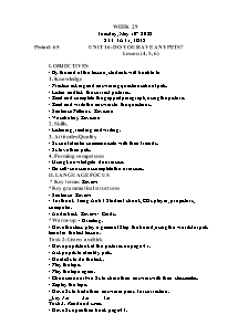 Kế hoạch bài dạy Tiếng Anh Lớp 3 - Tuần 29 - Năm học 2021-2022 - Trần Thị Hạnh