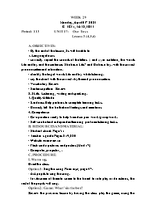 Kế hoạch bài dạy Tiếng Anh Lớp 3 - Tuần 29 - Năm học 2022-2023 - Trần Thị Hạnh