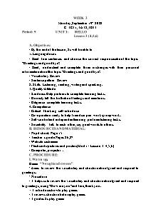 Kế hoạch bài dạy Tiếng Anh Lớp 3 - Tuần 3 - Năm học 2022-2023 - Trần Thị Hạnh