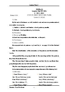 Kế hoạch bài dạy Tiếng Anh Lớp 3 - Tuần 32 - Năm học 2020-2021 - Trần Thị Hạnh