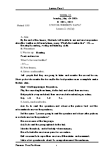 Kế hoạch bài dạy Tiếng Anh Lớp 3 - Tuần 33 - Năm học 2020-2021 - Trần Thị Hạnh
