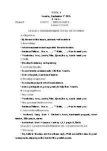 Kế hoạch bài dạy Tiếng Anh Lớp 3 - Tuần 4 - Năm học 2022-2023 - Trần Thị Hạnh