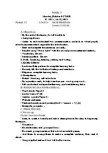 Kế hoạch bài dạy Tiếng Anh Lớp 3 - Tuần 5 - Năm học 2022-2023 - Trần Thị Hạnh