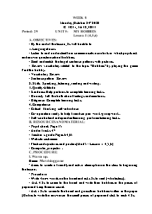 Kế hoạch bài dạy Tiếng Anh Lớp 3 - Tuần 8 - Năm học 2022-2023 - Trần Thị Hạnh