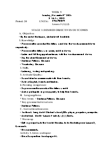Kế hoạch bài dạy Tiếng Anh Lớp 3 - Tuần 9 - Năm học 2021-2022 - Trần Thị Hạnh