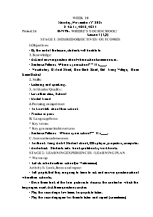 Kế hoạch bài dạy Tiếng Anh Lớp 4 - Tuần 10 - Năm học 2021-2022 - Trần Thị Hạnh