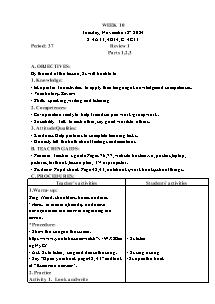 Kế hoạch bài dạy Tiếng Anh Lớp 4 - Tuần 10 - Năm học 2024-2025 - Trần Thị Hạnh