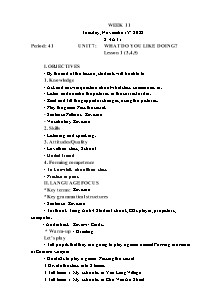 Kế hoạch bài dạy Tiếng Anh Lớp 4 - Tuần 11 - Năm học 2022-2023 - Trần Thị Hạnh