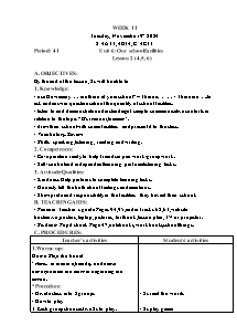 Kế hoạch bài dạy Tiếng Anh Lớp 4 - Tuần 11 - Năm học 2024-2025 - Trần Thị Hạnh