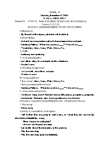 Kế hoạch bài dạy Tiếng Anh Lớp 4 - Tuần 13 - Năm học 2021-2022 - Trần Thị Hạnh