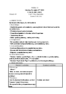 Kế hoạch bài dạy Tiếng Anh Lớp 4 - Tuần 13 - Năm học 2023-2024 - Trần Thị Hạnh