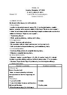 Kế hoạch bài dạy Tiếng Anh Lớp 4 - Tuần 14 - Năm học 2024-2025 - Trần Thị Hạnh