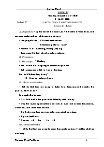 Kế hoạch bài dạy Tiếng Anh Lớp 4 - Tuần 15 - Năm học 2020-2021 - Trần Thị Hạnh