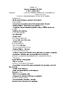 Kế hoạch bài dạy Tiếng Anh Lớp 4 - Tuần 15 - Năm học 2021-2022 - Trần Thị Hạnh