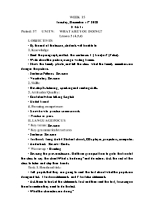 Kế hoạch bài dạy Tiếng Anh Lớp 4 - Tuần 15 - Năm học 2022-2023 - Trần Thị Hạnh